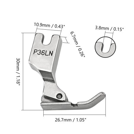 Left Cut Narrow Zip Foot for Industrial Sewing Machine P36LN